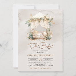 Invitación verde tropical neutro de vivero minimalista