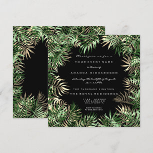 Invitación Verde Tropical Palma Hoja Helecho Bosque Vegetació