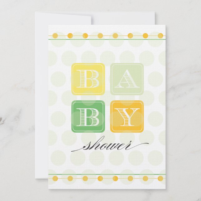 Invitación verde y amarilla de Baby Shower de los (Anverso)