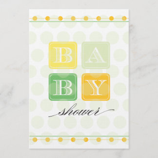 Invitación verde y amarilla de Baby Shower de los