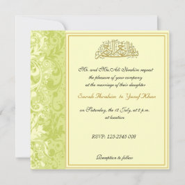 Invitación Verde y boda musulmán del brocado del oro