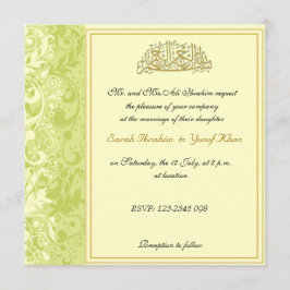 Invitación Verde y boda musulmán del brocado del oro
