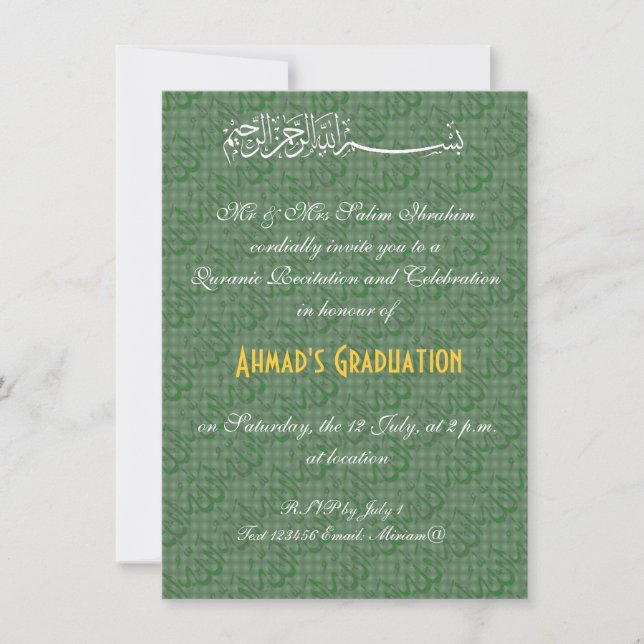 Invitación Verde y celebración de los musulmanes de Alá del (Anverso)
