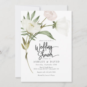 Invitación Verde y flores para la ducha de boda