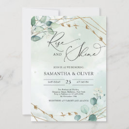 Invitación Verde y marco de oro falso Rise and Shine