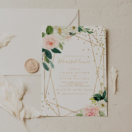 Invitación Verde y oro Gétrico Elegante Ensayo Cena