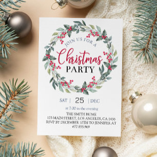 Invitación verde y roja Fiesta de navidades