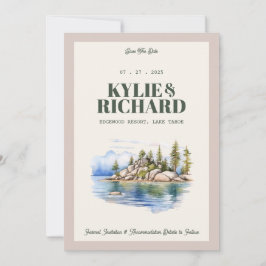 Invitación Verde y rosa Guardar la fecha