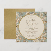 Verdes Chinoiserie Floral y Bird Bridal Shower