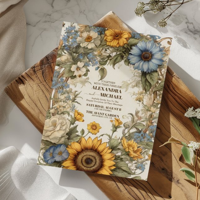 Invitación Verdes de época y Bodas de oro Art Nouveau Mucha (Subido por el creador)