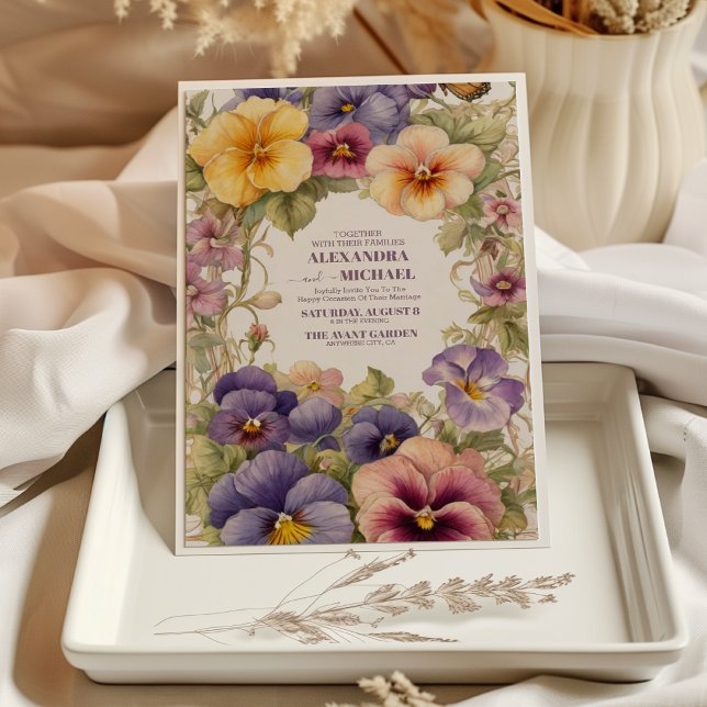 Invitación Verdes de época y Bodas de oro Art Nouveau Mucha (Subido por el creador)