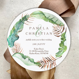 Invitación Verdes, hojas tropicales de plátano marrón, invita