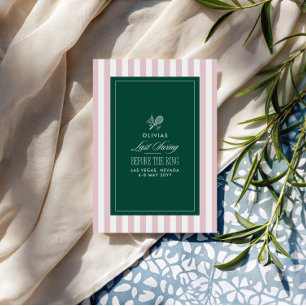 Invitación Verdes y Blancas Rayadas Último Balanceo Antes del