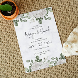 Invitación Verdor acuarela Floral Boda Minimalista