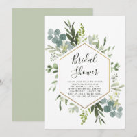 Verdor acuarela Gold Hexagon Bridal Shower