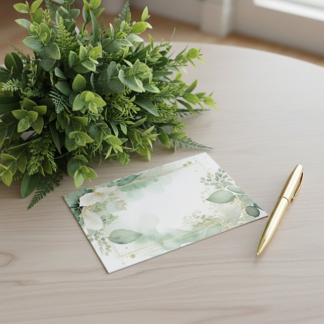 Invitación Verdor acuático y Boda en blanco dorado (Subido por el creador)