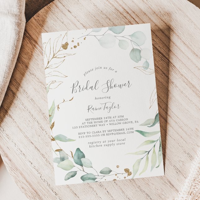 Invitación Verdor aéreo y ducha de novias con hoja de oro (Subido por el creador)