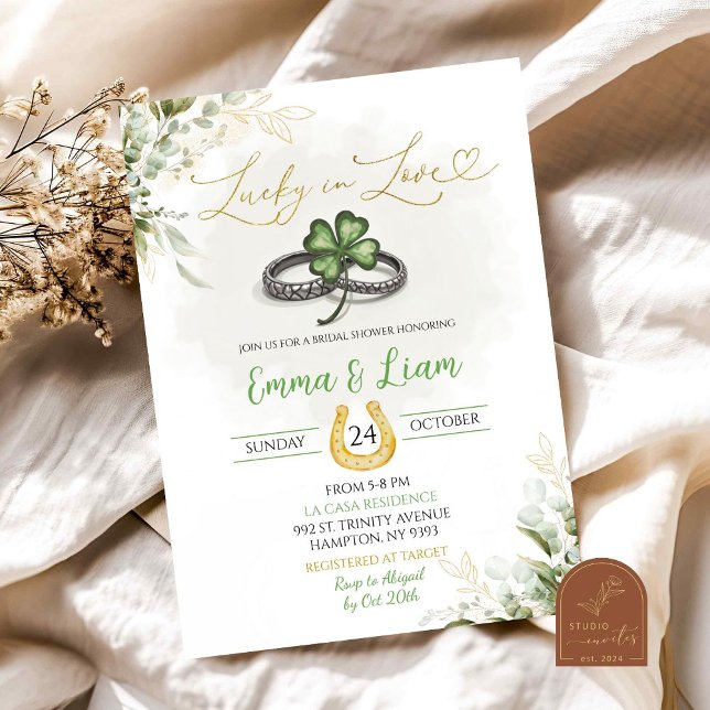 Invitación Verdor Afortunado En El Amor Shamrock Bridal Showe (Subido por el creador)