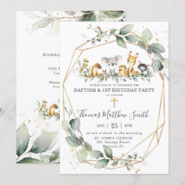 Invitación Verdor Animales australianos bautismo y primer cum