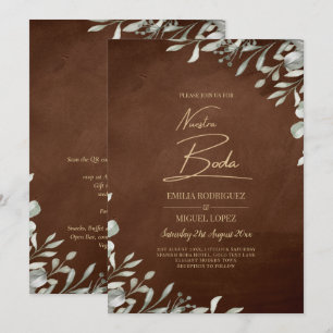Invitación Verdor Boda Brown otoño invierno