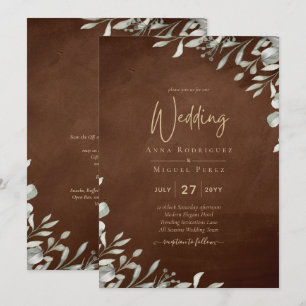 Invitación Verdor Boda Brown otoño invierno