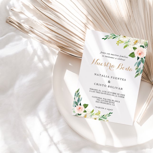 Invitación Verdor Boda español elegante (Subido por el creador)
