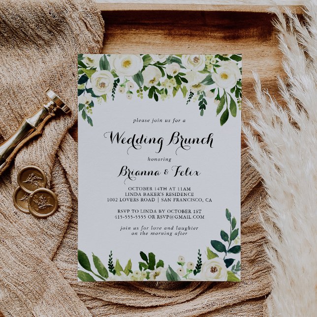 Invitación Verdor Boda Floral de otoño blanco Brunch (Subido por el creador)
