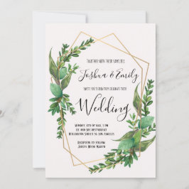 Invitación Verdor Boda geométrico florístico botánico