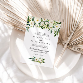 Invitación Verdor Boda tradicional floral de otoño blanco