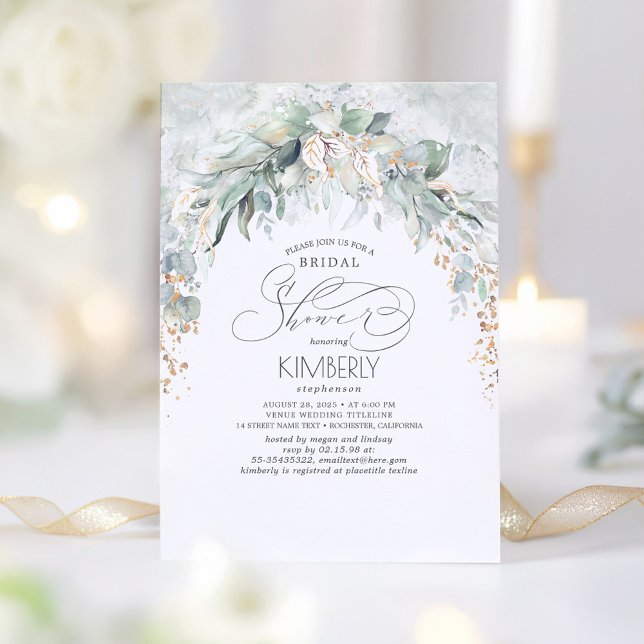 Invitación Verdor bohemio Romántico Ducha de Novias (Elegant Greenery Bridal Shower Invitation)