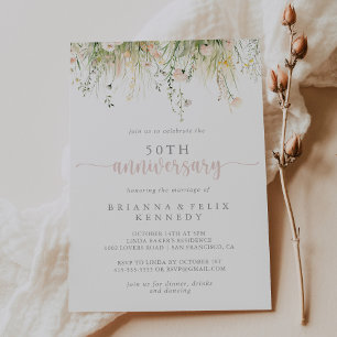 Invitación Verdor Boho Wildflower 50 aniversario Boda