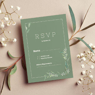 Invitación Verdor botánico de acuarela de menta RSVP