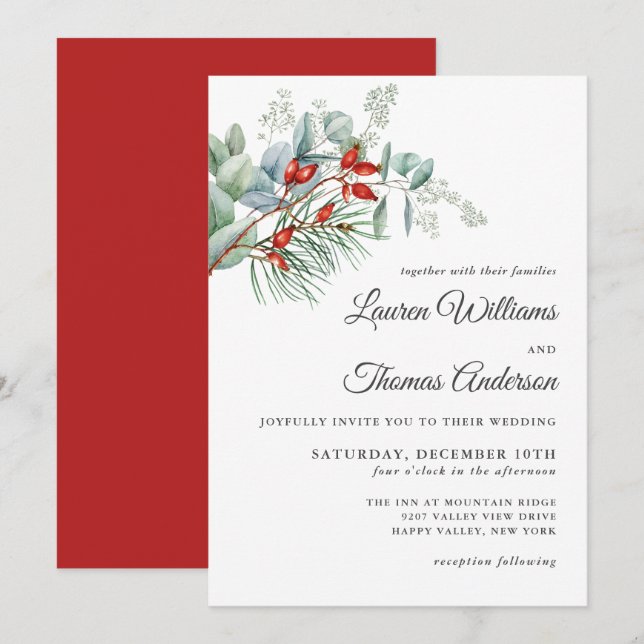 Invitación Verdor botánico de vacaciones y Boda de Berries (Anverso / Reverso)