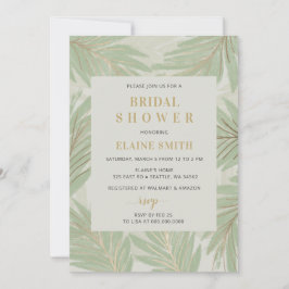 Invitación Verdor botánico Ducha Nodal Moderna Dorada