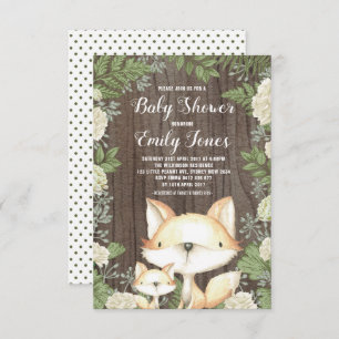 Invitación Verdor botánico rústico del Fox Baby Shower