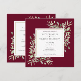 Invitación Verdor Botánico Todo En Un Boda De Borgoña