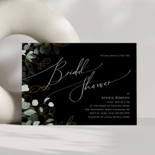 Invitación Verdor caprichoso Negro Horizontal Ducha Bridal