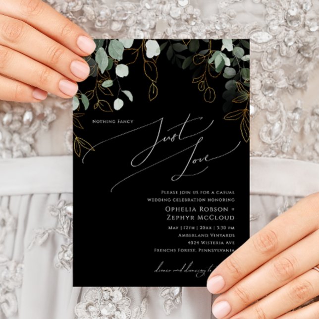 Invitación Verdor caprichoso Oro negro Boda de amor (Subido por el creador)