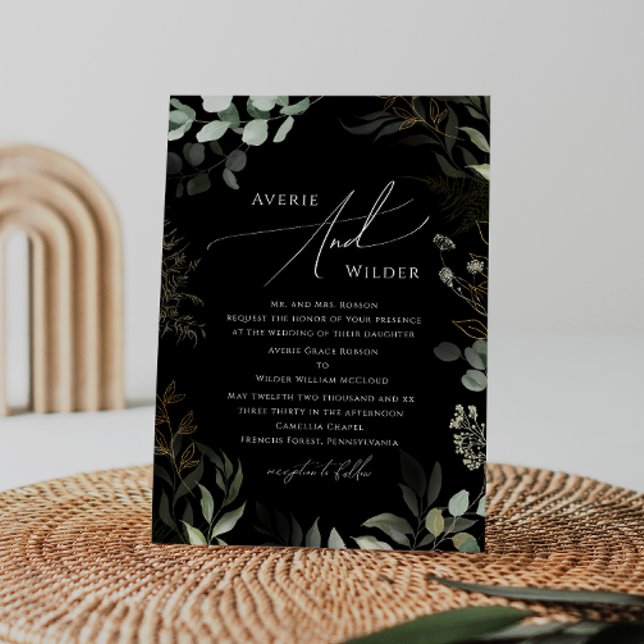 Invitación Verdor caprichoso Oro negro Boda tradicional (Subido por el creador)