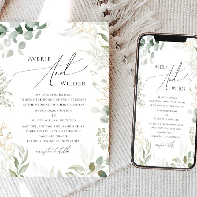 Invitación Verdor caprichoso y Boda tradicional de oro (Subido por el creador)