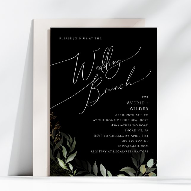 Invitación Verdor caprichoso y oro | Black Boda Brunch (Subido por el creador)