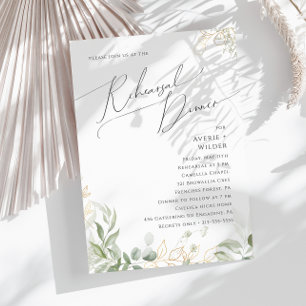 Invitación Verdor caprichoso y oro Cena de ensayo