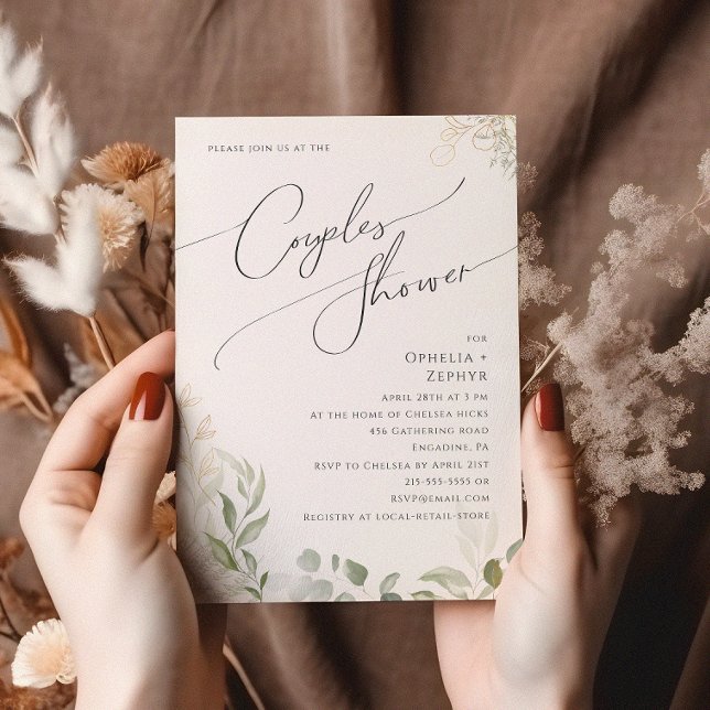 Invitación Verdor caprichoso y oro | Ducha de pareja (Subido por el creador)