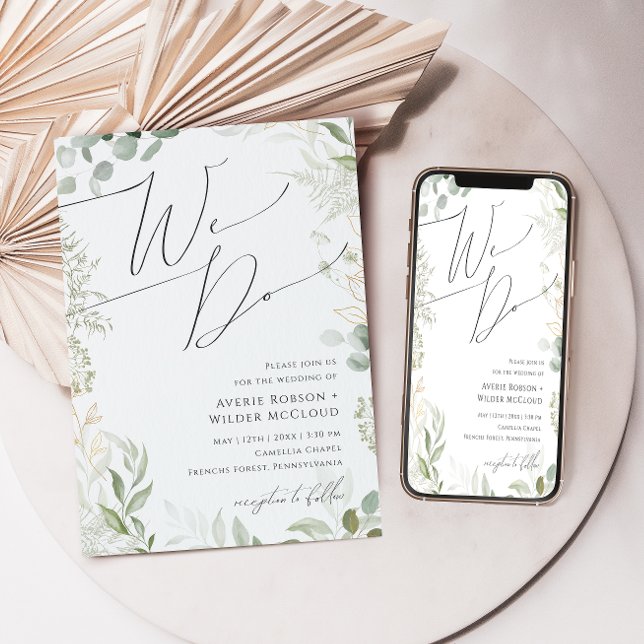 Invitación Verdor caprichoso y oro que hacemos Boda (Subido por el creador)