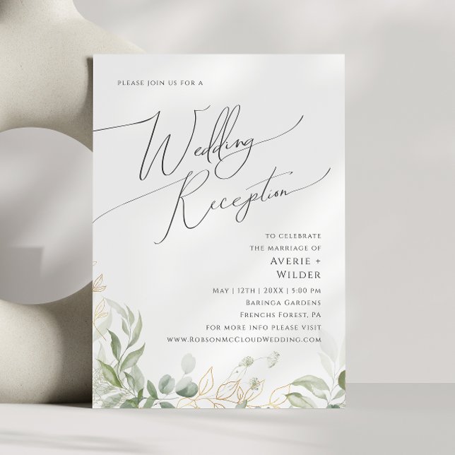 Invitación Verdor caprichoso y oro | Recepción de bodas (Subido por el creador)