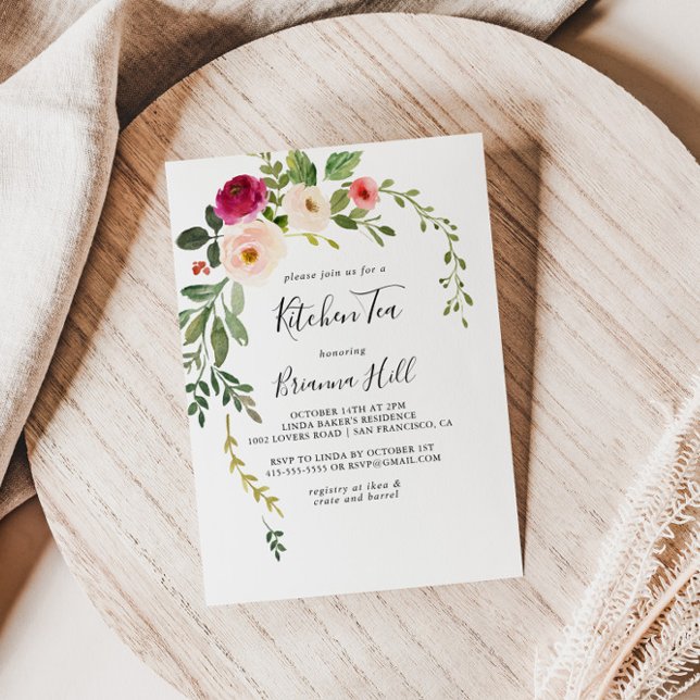Invitación Verdor Cocina rosa Rubor Tea Bridal Shower (Subido por el creador)