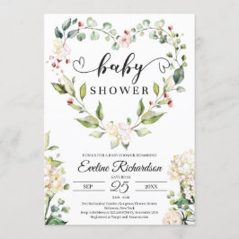 Invitación Verdor corazón floral floral flor rosales blancas