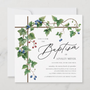 Invitación Verdor cubierto bautismo cruzado Christening