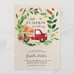Invitación Verdor de caída del camión de calabaza Baby Shower