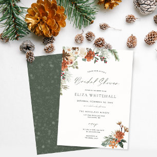Invitación Verdor de invierno de vacaciones rusticas Pine Bri